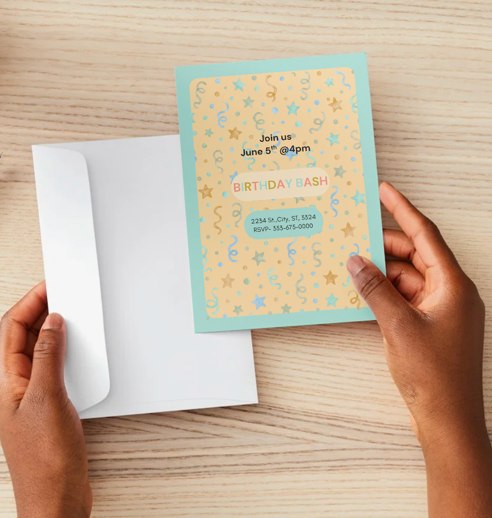 Birthday Party Confetti Invitation
