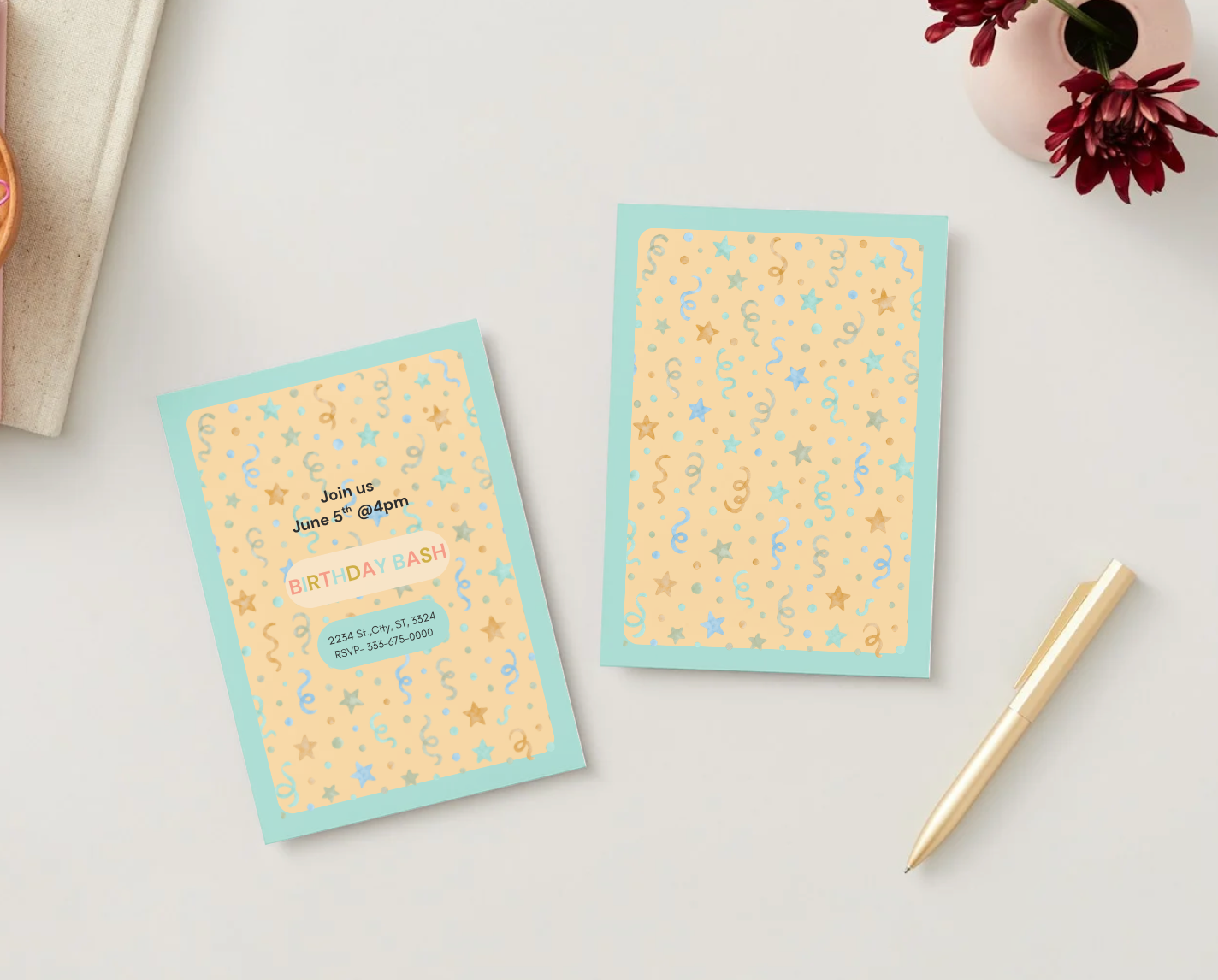 Birthday Party Confetti Invitation